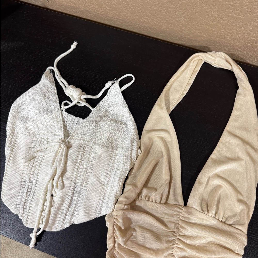 White and Cream Halter Tops